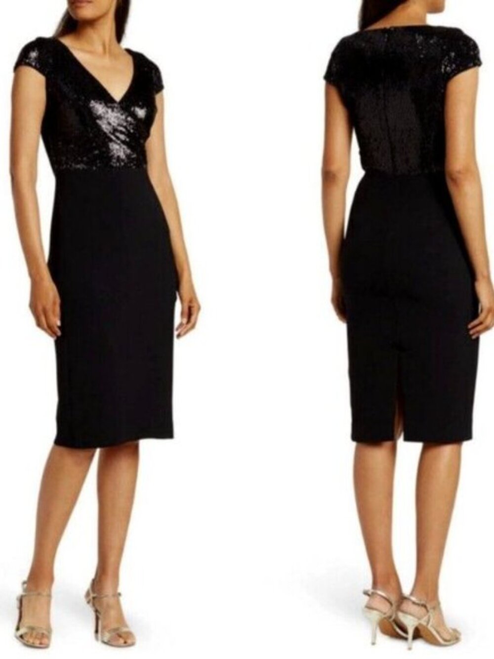 Dress The Population Black Jaleah Sequin Midi Dress